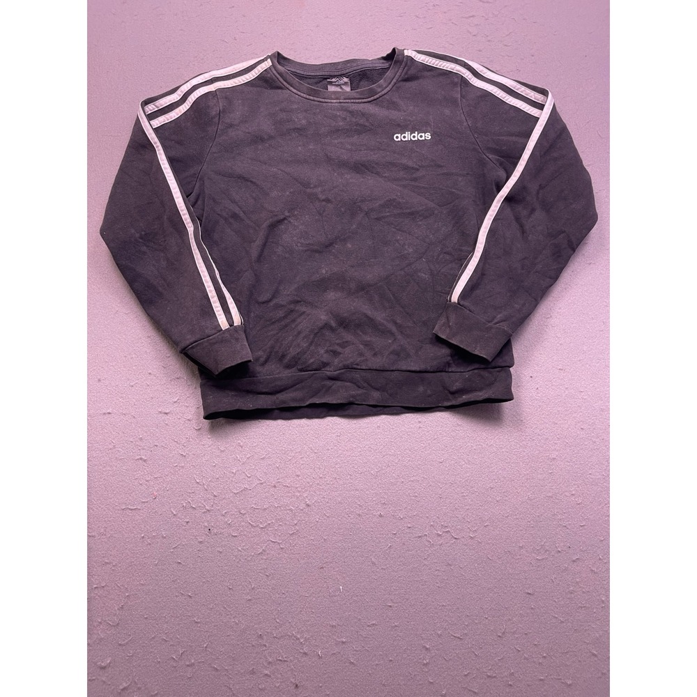 Adidas Sweatshirt Cotton Blend Black White Stripe Medium Medium Women